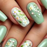 Light Green Nails with Flowers: Stunning Spring & Summer Nail Art Ideas!" 🌿